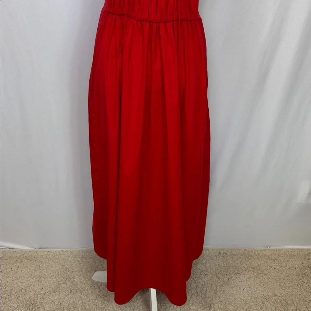 COS Gathered-Waist Midi Dress Red Bright Sleeveless Size 12 NWOT - Picture 11 of 14